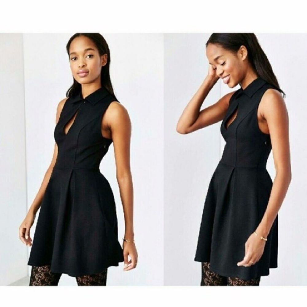 Urban Outfitters Ponte black collared dress